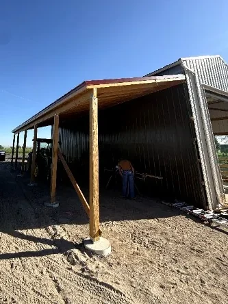 Metal siding and roofing on a finished pole building